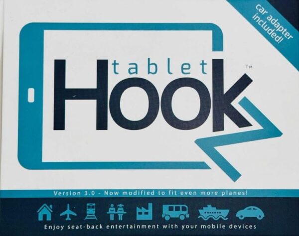 TabletHookz v3. The hands-free mount for your tablet. Designed for travel and convenience, securely attaches your device to airplane tray tables, car headrests or train seats. Fits all tablet sizes. - Image 7