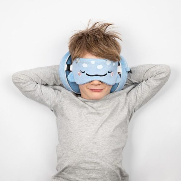 Puckator Relaxeazzz Adoramals Aoi the Whale Shark Plush Travel Pillow & Eye Mask - Sleep Eye Mask Masks - Kids Travel Accessories For Sleeping Airplane - Flight Plane Neck Pillow Pillows - Image 2