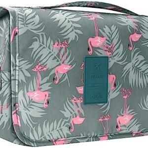 Hanging Toiletry Bag, Travel Wash Bag Womens Cosmetic Bag Waterproof Shaving Bag Toiletries, Shower Bathroom with Handle (Flamingo)