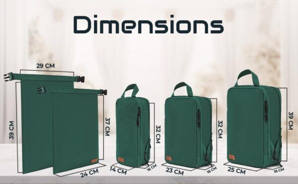 Double Compression Packing Cubes for Suitcases - 5 Waterproof Suitcase Organiser Bags - Perfect Dividers for Packing Bags for Travel - Large Travel Packing Cubes for Backpack (Green) - Image 5