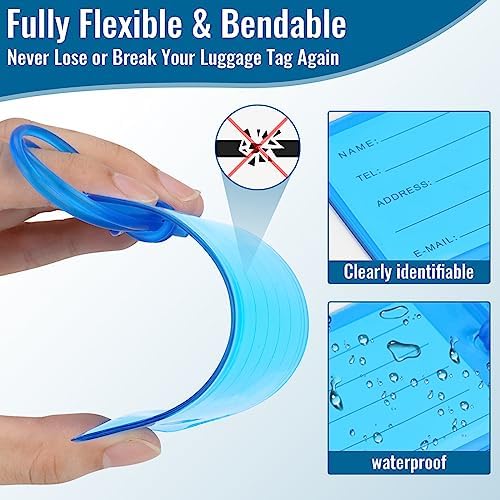 Luggage Tags for Suitcases with ID Card, Suitcase Tags Personalised Luggage Labels with String for Travel Bag, Checked Luggage, Suitcases, Laptop Bags, Backpacks (11×6.3 cm, 4 Colors) - Image 2