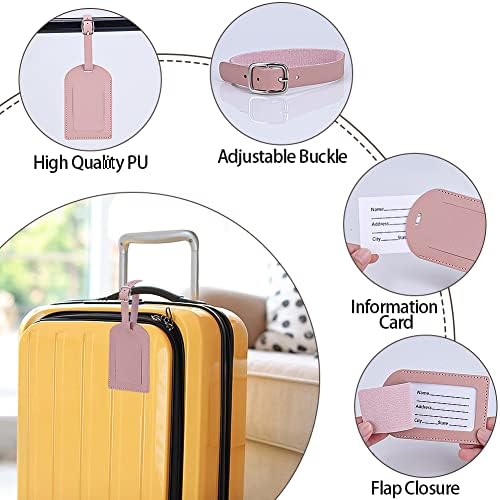 Luggage Tags, 6 Pcs Leather Baggage Labels Travel Luggage Tag with Name ID Card Suitcase Labels Tags for Luggage Bags Backpacks Cruise Waterproof Travel Accessories 6 Colors - Image 3