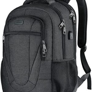 Laptop Backpack for Men and Women, School Backpacks for Teens Boys Water Resistant Back Pack with USB Charging Port, Business Anti Theft Durable 15.6 Inch Laptop Bag, Gifts, Black