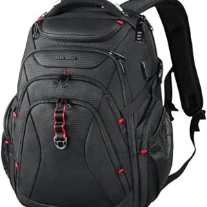 KROSER Travel Laptop Backpack 17.3 Inch XL Computer Backpack with Hard Shell Saferoom RFID Pockets Water-Repellent Business College Daypack Stylish School Laptop Bag for Men/Women-Black