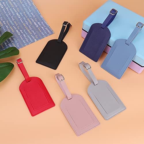 Luggage Tags, 6 Pcs Leather Baggage Labels Travel Luggage Tag with Name ID Card Suitcase Labels Tags for Luggage Bags Backpacks Cruise Waterproof Travel Accessories 6 Colors - Image 6