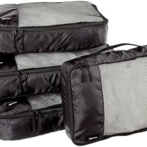 Amazon Basics Packing Cubes for Suitcases, Travel Organisers, Zipper, 4-Piece Set Bags, 2 Large and 2 Medium, Black
