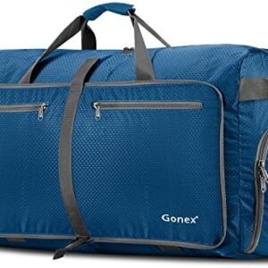 Gonex 150L Travel Duffel Bag Foldable Water Resistant Travel Bag Lightweight Duffel Bag with Big Capacity for Luggage Gym Sports Deep Blue