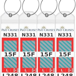P&O Cruise Luggage Tag Holders [4 Pack] – Waterproof, Durable with Steel Loops – Fits All P&O Cruise Ships for Cruising in 2025, 2026 and 2027 – Cruise Essentials