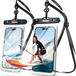 Mojimdo Eccellent 8,00'' Plus Waterproof Phone Pouch, Waterproof Phone Case IPX8/30M Sensitive Touch Underwater Cover, Waterproof Phone Dry Bag Case Compatible with iPhone/Samsung/Xiaomi (BLACK+BLACK)