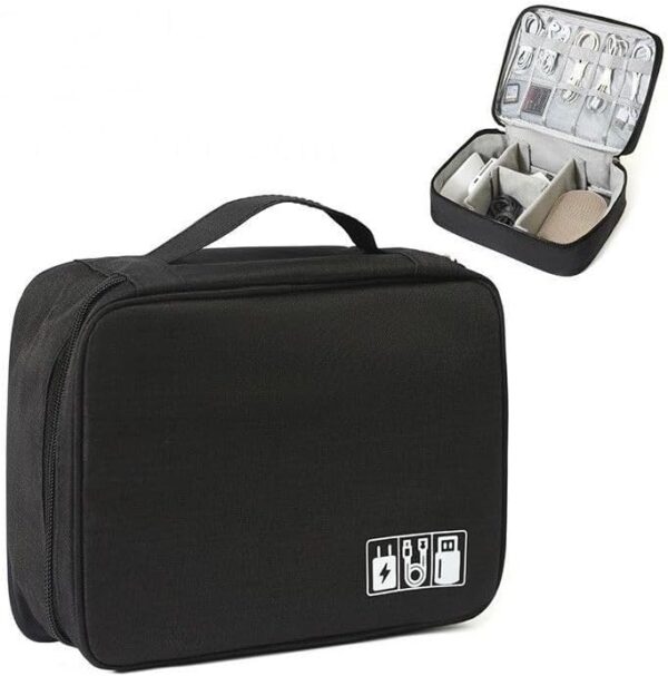 HCFGS Travel Cable Organiser Bag, Electronics Accessories Organizer Bag, Universal Carry Travel Gadget Bag for Cables, Power Bank,USB Drive, Charger Hard Disk (Black) - Image 5