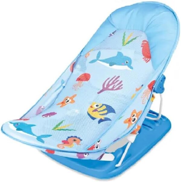 Baby Bath Chair Seat with Soft Cushion, Baby Bather, Newborn Bath Support Recline 3 Postion Easy Bath Cradle Portable, Light Foldable Travel Bath Chair, Sealife Dolphin Print (Blue) - Image 7