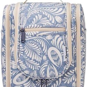 Narwey Travel Hanging Toiletry Wash Bag Makeup Cosmetic Organizer for Women (Blue Leaf (Small))
