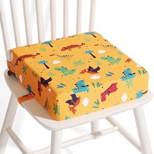 TOTIDYH Toddler Booster Seat for Dining Chair, PU Washable Cartoon Toddler Booster Cushion for Dining Chair with 2 Adjustable Straps Non-Slip Kids Travel Booster Seat for Dining Table (Orange Unicorn)