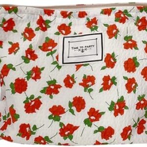 Floral Makeup Bag, Makeup Pouch Cute Make up Bags Canvas Toiletry Bags for Women Cosmetic Storage Organizer