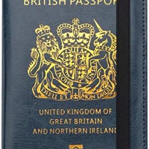 FACATH Passport Holder Cover Travel Wallet Organiser, Passport Case with RFID Blocking, PU Leather Travel Document Holder for Passport, Business Cards, Credit Cards, Boarding Passes (Blue)