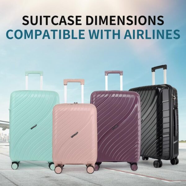 20 Inch Cabin Suitcase 100% Polypropylene Hard Shell with Aluminium Trolley Handle, Real TSA Secure Lock 3 Digit 360° Smooth Wheels Lightweight Suitcase|Black - Image 8