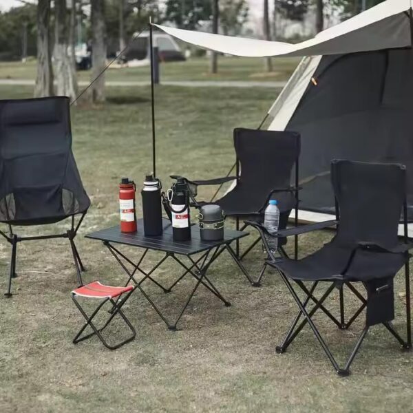 Efforias Camping Chair Lightweight Folding Cup Holder Carry Bag 100kg Capacity (Pack of 1, Black) - Image 2