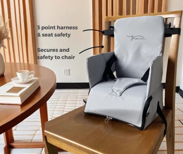 Baby Sit Up Seat | Travel Booster Seat | High Chair Portable seat | Folds Into A Handy Carry or Changing Baby Bag (Grey) - Image 4