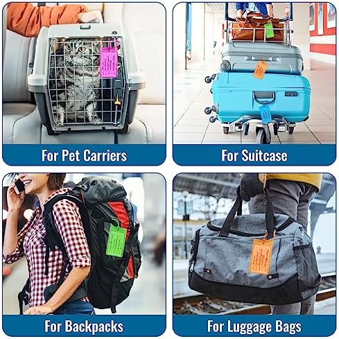 Luggage Tags for Suitcases with ID Card, Suitcase Tags Personalised Luggage Labels with String for Travel Bag, Checked Luggage, Suitcases, Laptop Bags, Backpacks (11×6.3 cm, 4 Colors) - Image 4
