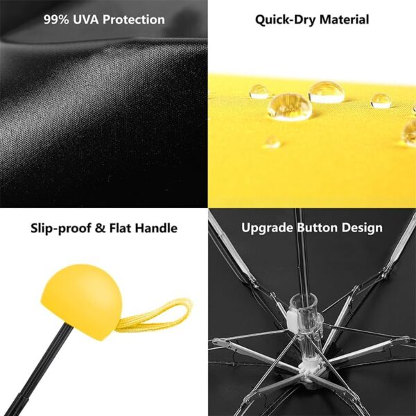 TOPTIE Custom Mini Travel Umbrella, Add Your Name Logo on Compact Umbrella for Sun & Rain - Blue - Image 6